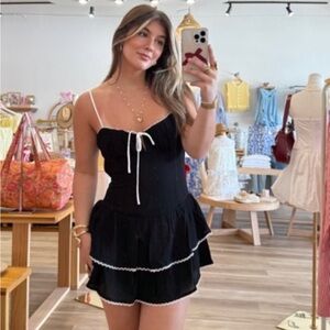 Cotton Candy Navy Dress with White Trim